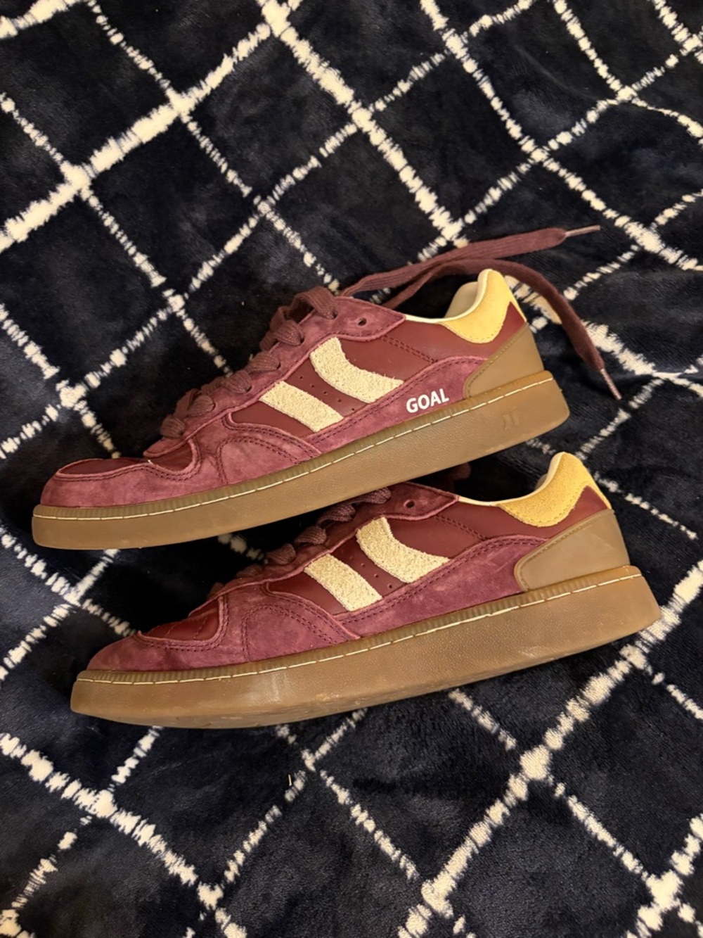 Coolway Burgundy and Cream Women's Low-Top Sneakers